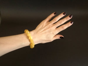 Genuine Handmade Amber Bracelet in Hand, Yellow, Milky, Egg-Yolk Oval Beads, medium Size, For Her, Nursing Mums