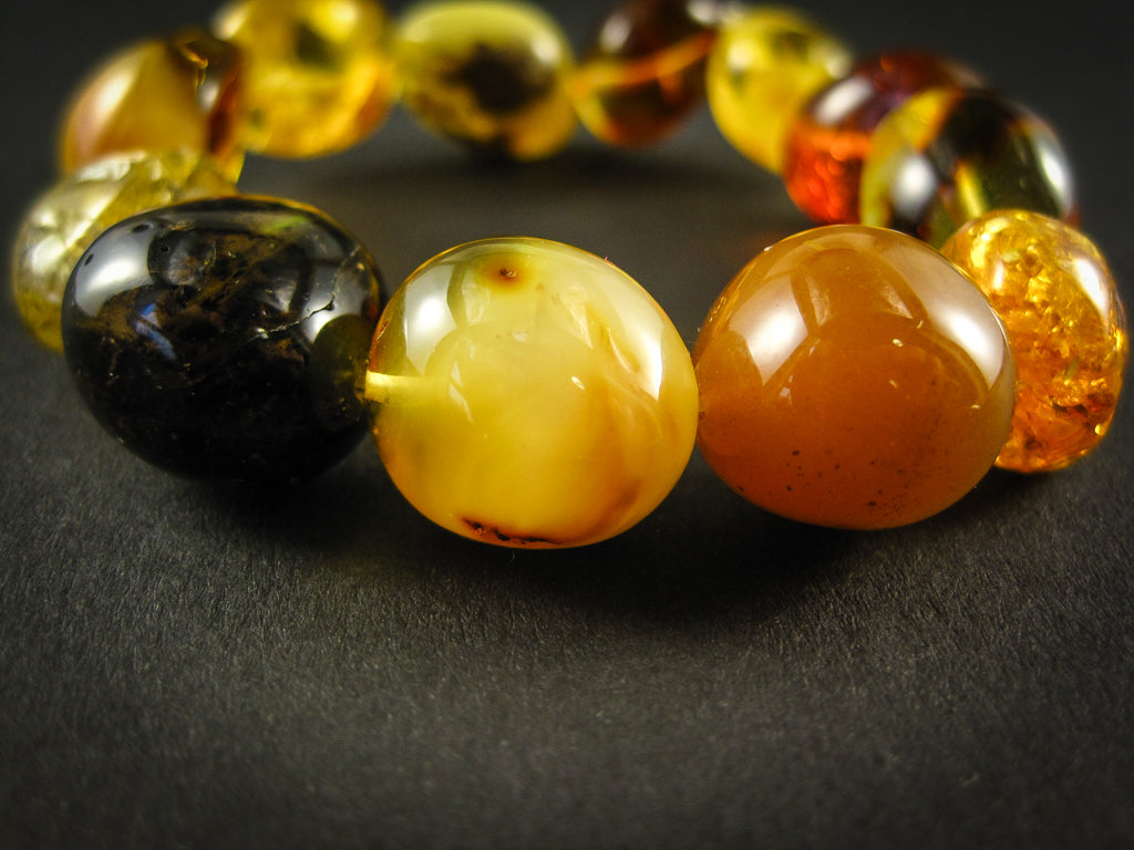 Genuine Handmade Amber Bracelet, Multicolor, medium Size, Small Faceted Beads, , For Her, Nursing Mums