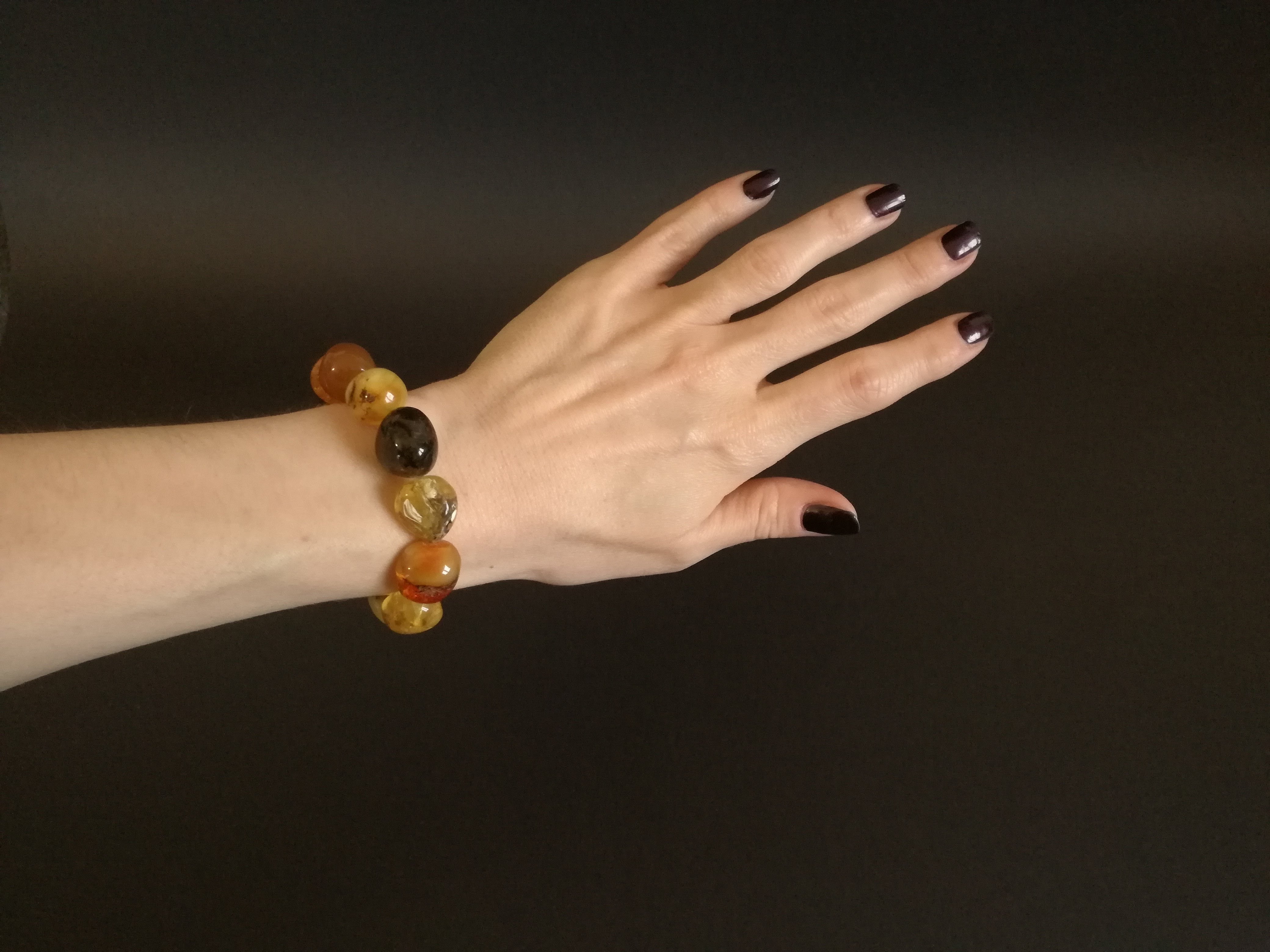 Genuine Handmade Amber Bracelet on Hand, Multicolor, medium Size, Small Faceted Beads, , For Her, Nursing Mums