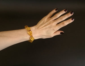 Genuine Handmade Amber Bracelet in Hand, Transparent Lemon and Cognac, medium Size, Faceted Beads, , For Her, Nursing Mums