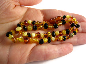 Genuine Handmade Amber Necklace on Woman's Hand, Multicolor Beads, for Adults, Polished Beads, Gemstone, Healing properties, Nursing Mums, for Women