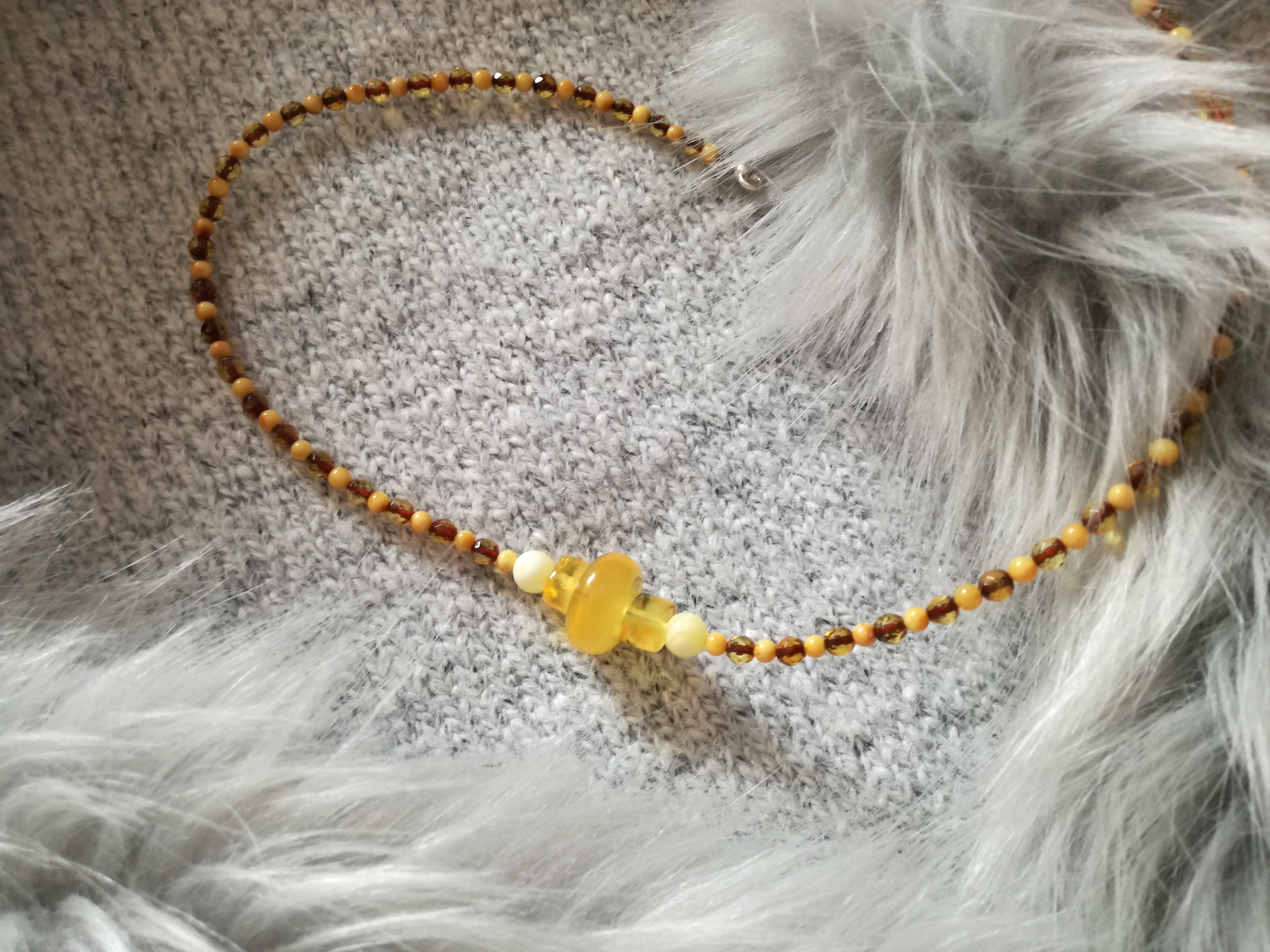Genuine Handmade Baltic Amber Necklace for Adults, small polished and faceted beads, multicolor, Healing properties, Nursing Mums, Gift for Women