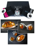 Amber Jewelry Set of Cognac Amber Silver Cufflinks and Pendant Vitalizing Honey 