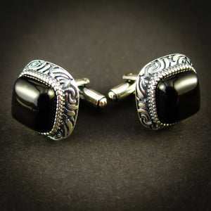 Silver Cufflinks with Cherry Baltic Amber for Wedding and Classy Men Ambitious Cherry 
