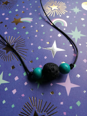 choker necklace black leather cord 2 coloured beads altodiversi free 