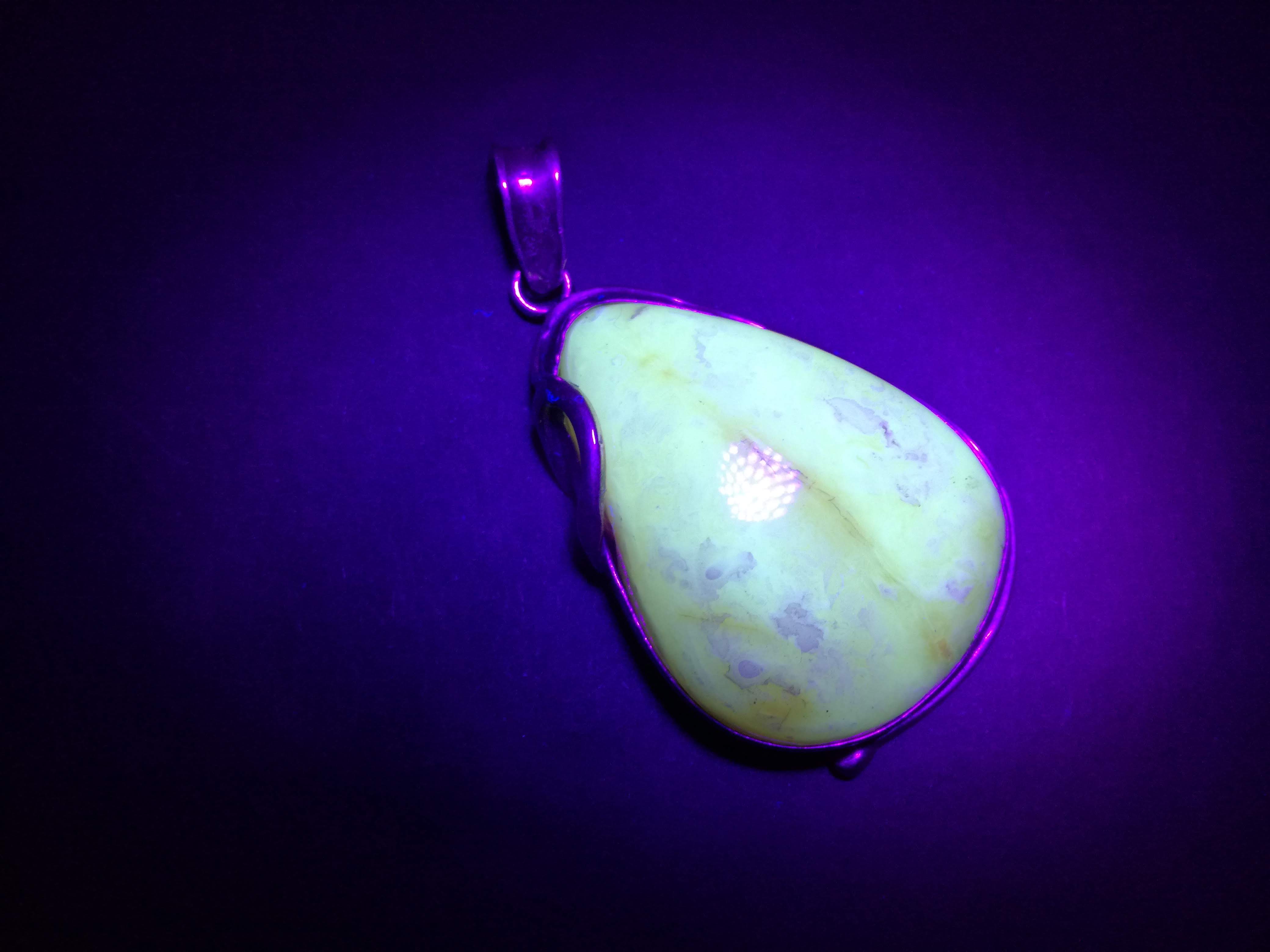 Original, unique, authentic, genuine Baltic Amber Pendant with Milky Yellow Amber, Silver, original shape, handmade in Poland, Gift for Her, Baltic Amber authenticity test, UV light